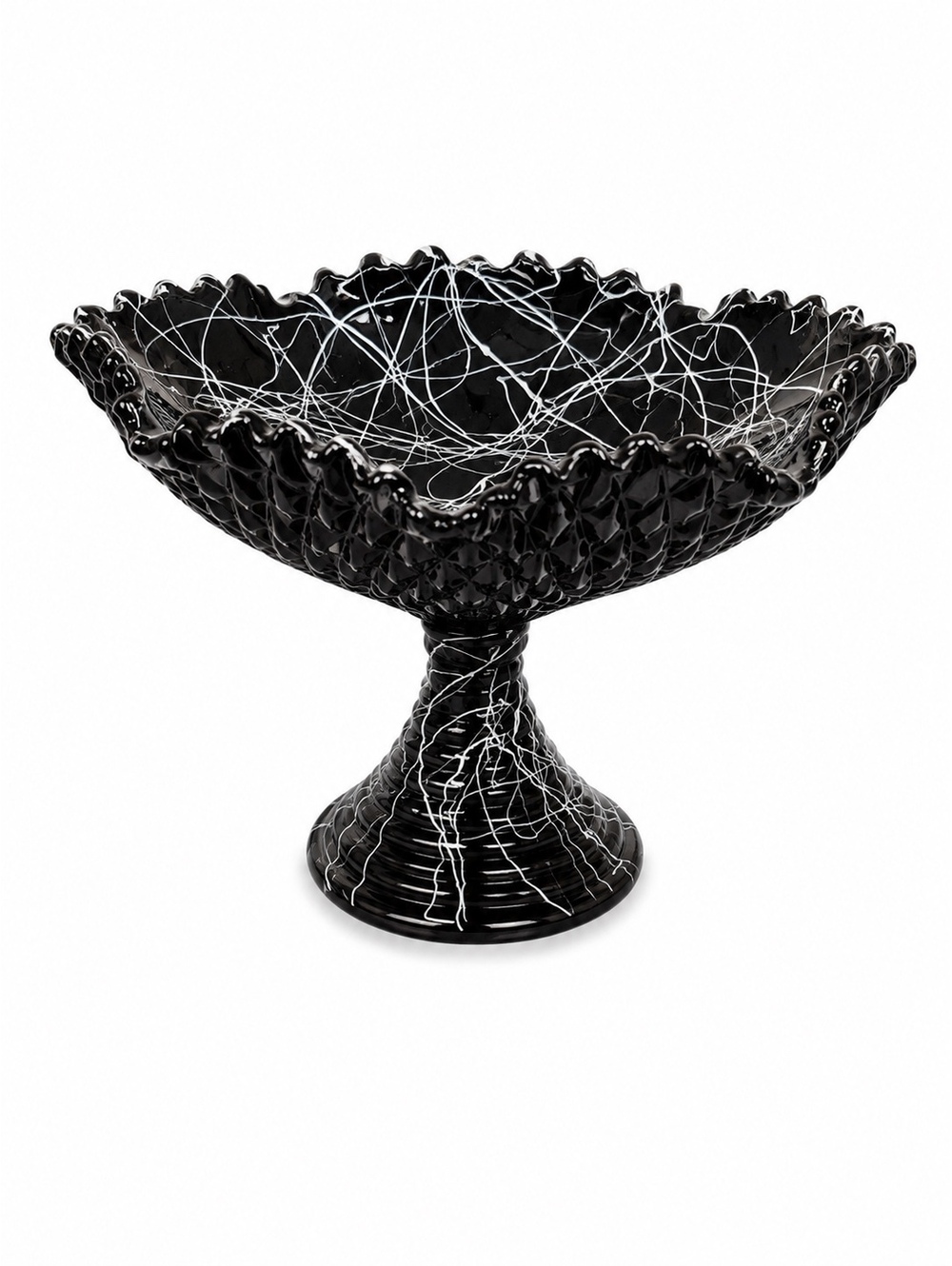 Black w/ White Webbed Dessign Deccorative Dish